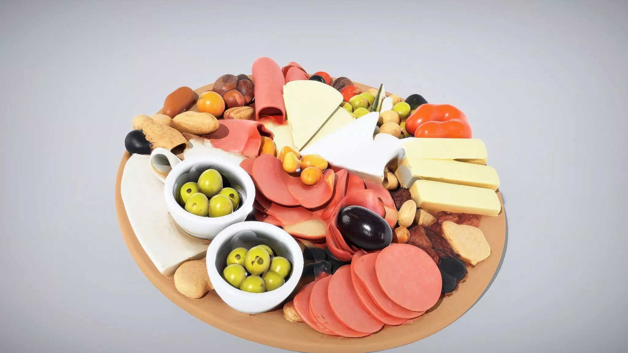 Elegant Charcuterie Board Arrangement Low-poly 3D model