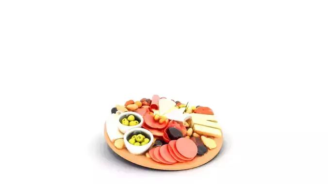 Elegant Charcuterie Board Arrangement Low-poly 3D model 4