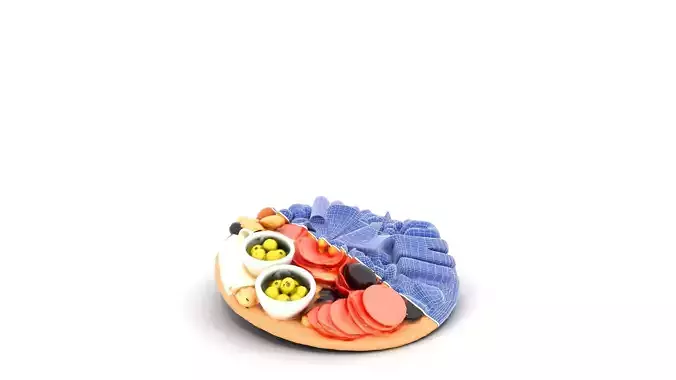Elegant Charcuterie Board Arrangement Low-poly 3D model 7