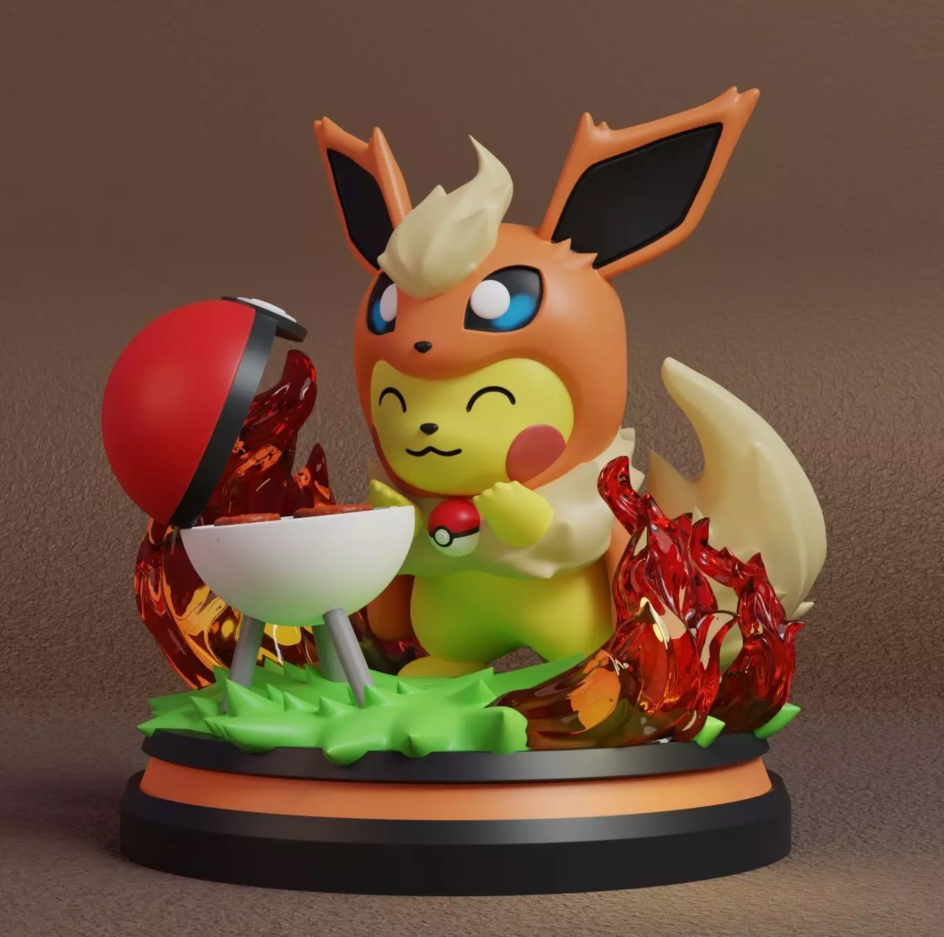Pokemon - Pikachu Flareon Cosplay Figure Free 3D print model