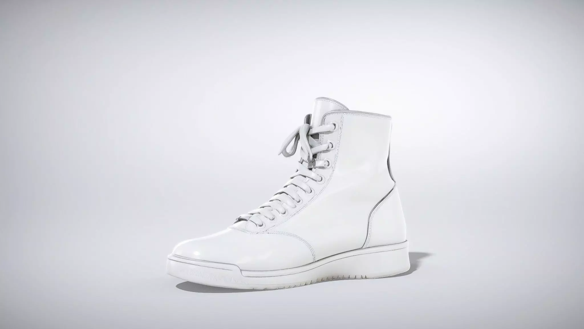 Monochrome Boxing Shoe with Ankle Support Low-poly 3D model