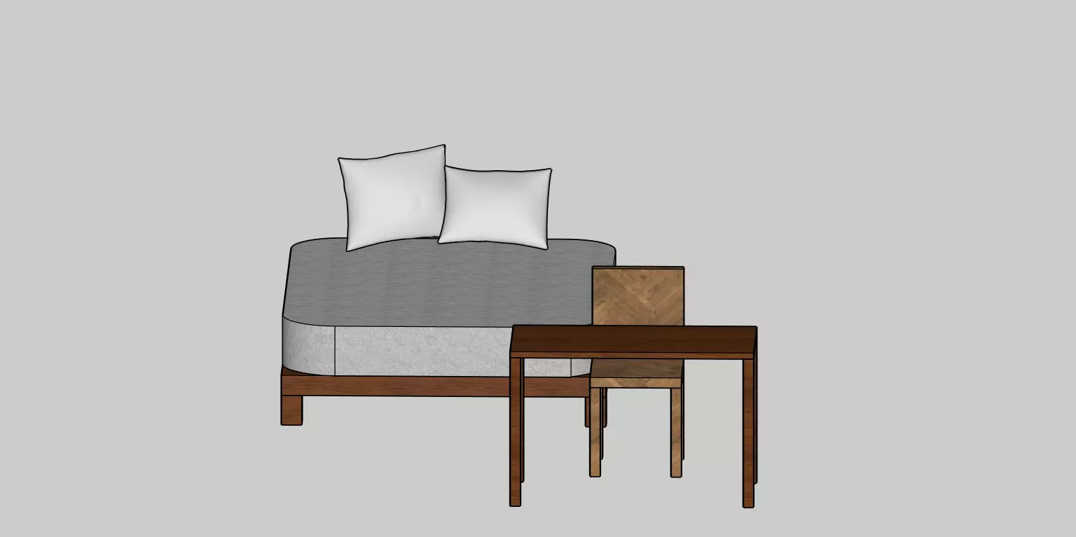 Modern Bedroom Furniture Set Bed Mattress Desk Chair 3D model