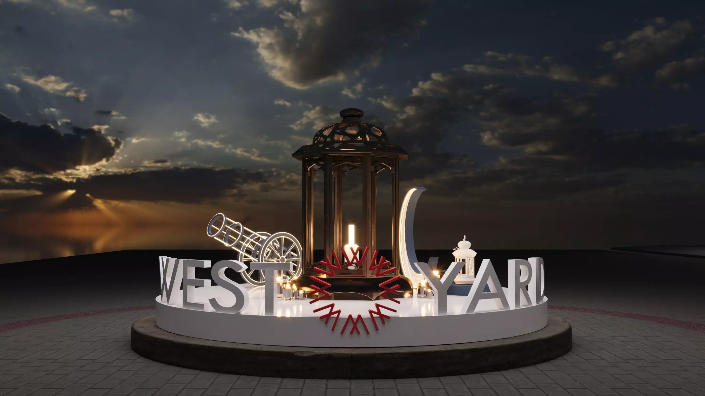 Modern Ramadan Event Setup - Full Exhibition Scene Low-poly 3D model