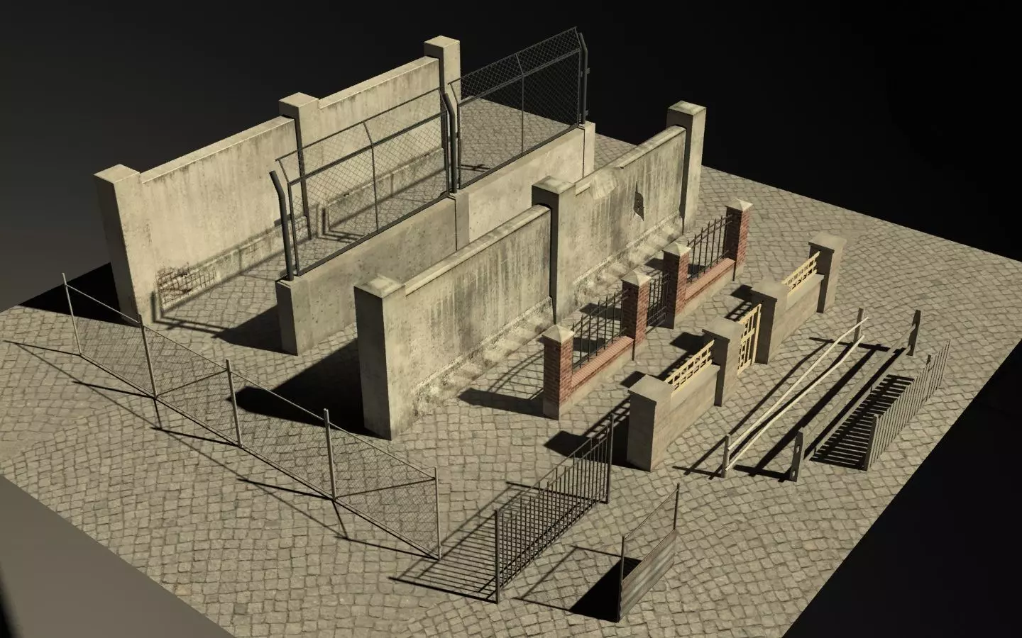 Fence Package Low-poly 3D model_0