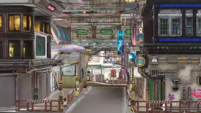 Sci Fi Futuristic City  Pack Low Poly 3D Model Low-poly 3D model 3