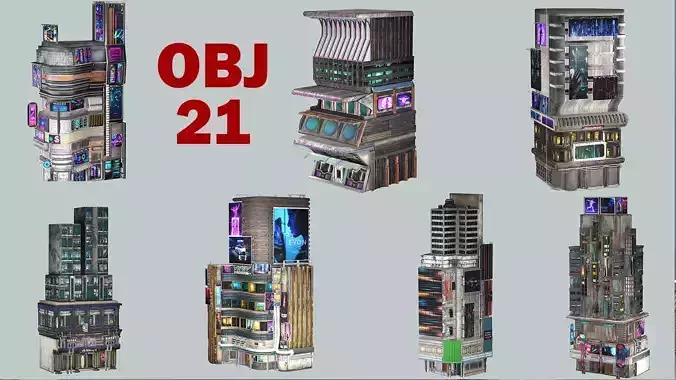 Sci Fi Futuristic City  Pack Low Poly 3D Model Low-poly 3D model 2