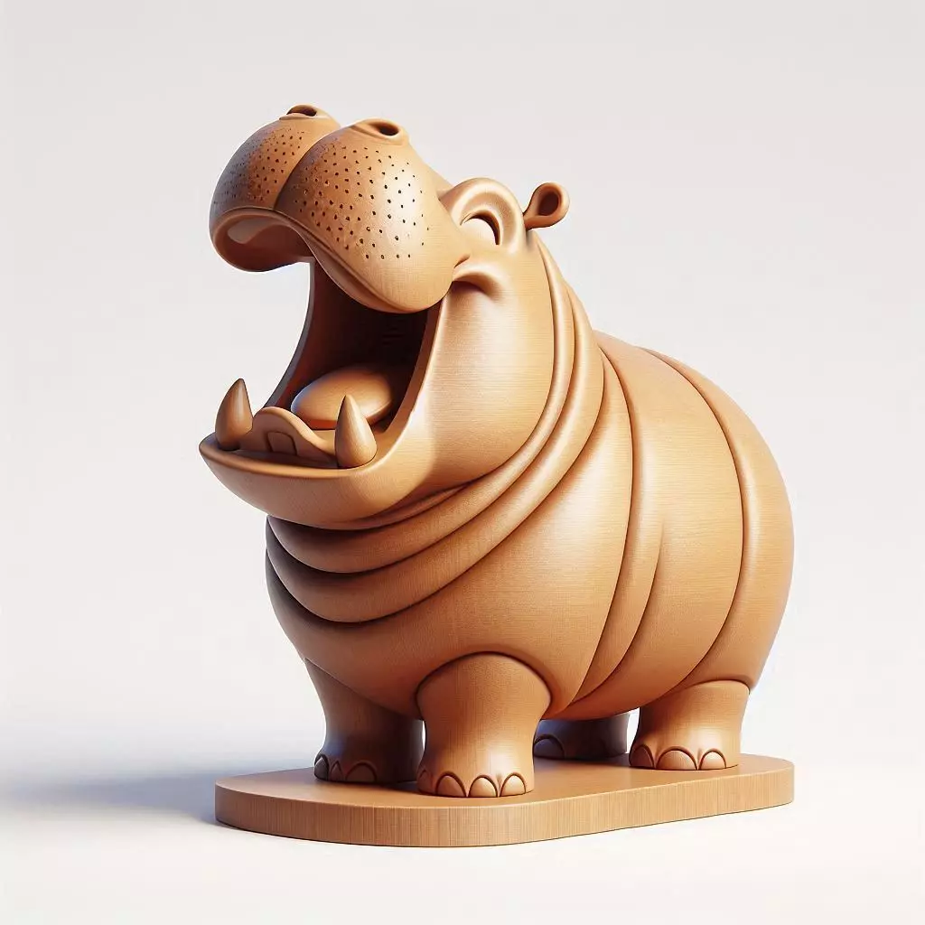 3437 Laughing Hippopotamus Full Figure 3D Printed STL 3D print model