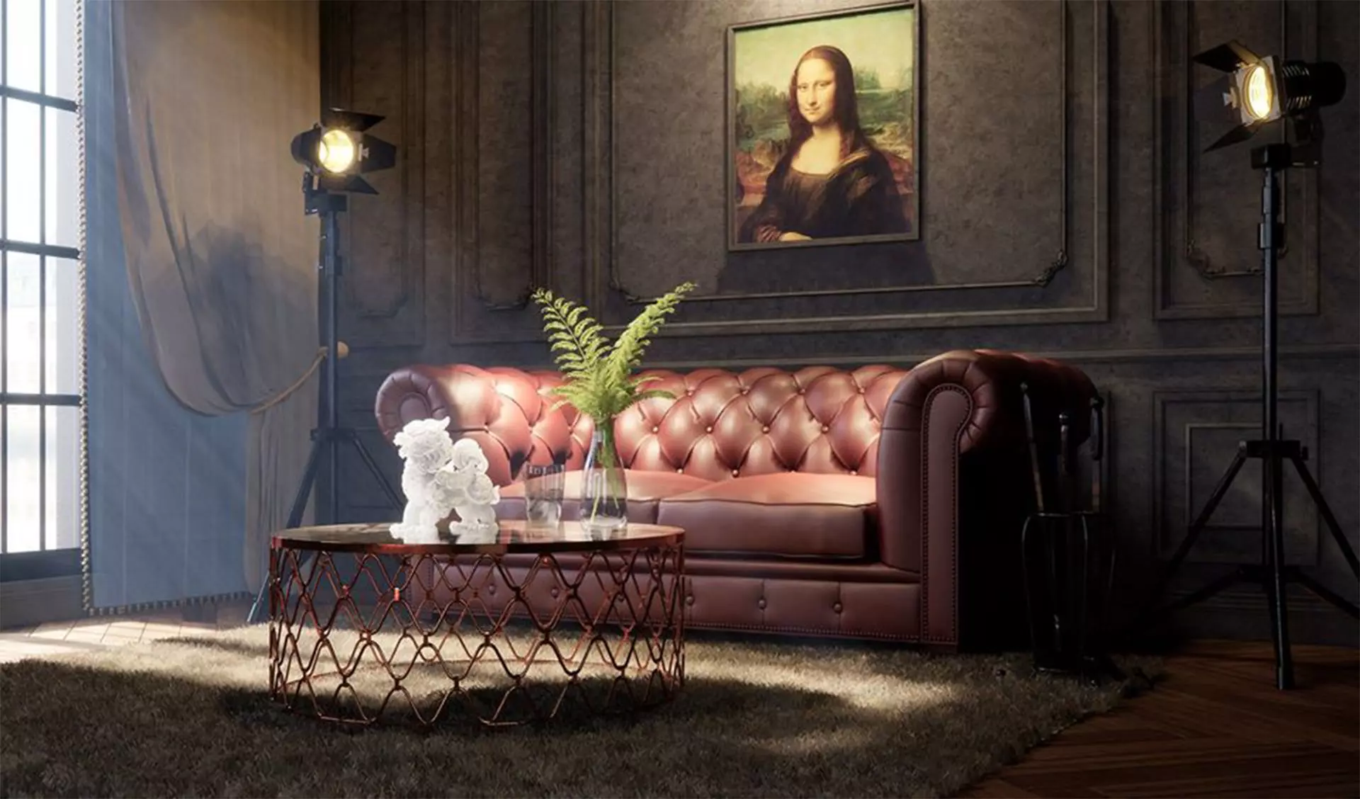 Interior Scene Showcases a Luxurious Living Room 3D model