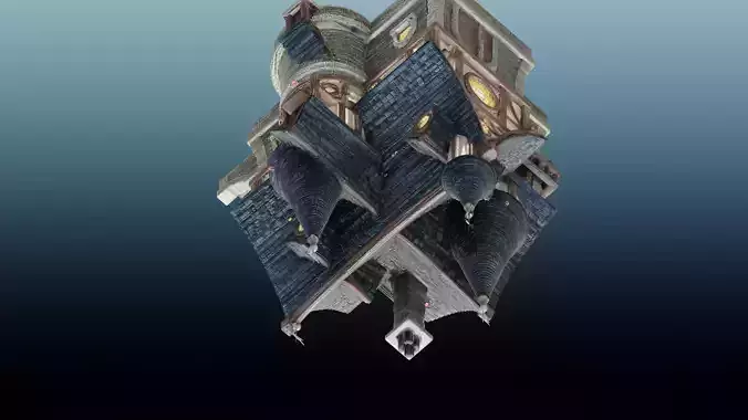 Mediaval fantasy house EM-18 Low-poly 3D model 6