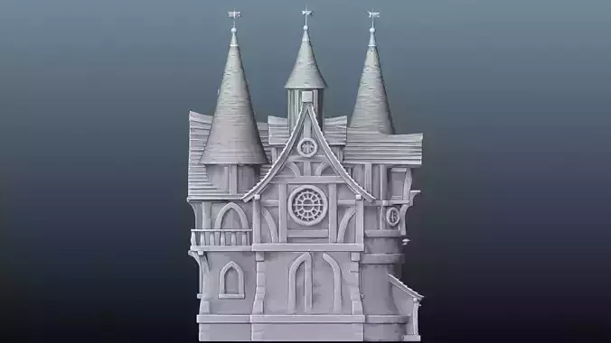 Mediaval fantasy house EM-18 Low-poly 3D model 7