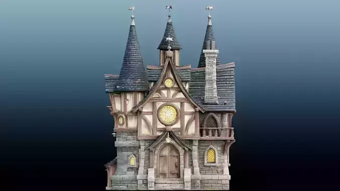 Mediaval fantasy house EM-18 Low-poly 3D model
