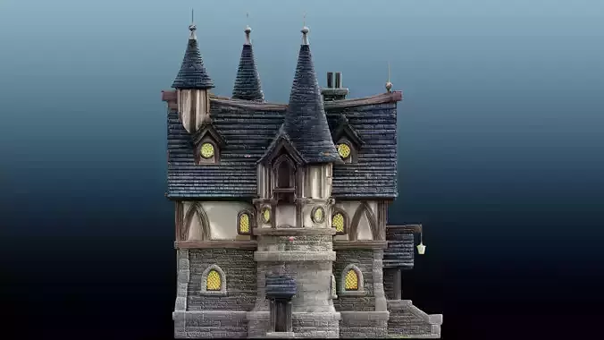 Mediaval fantasy house EM-18 Low-poly 3D model 4