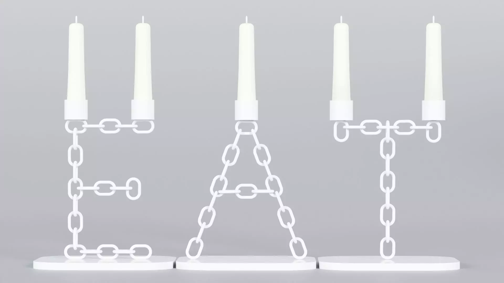 White Eat Candleholder 3D Model True Render UV 4K PBR Texture Low-poly 3D model