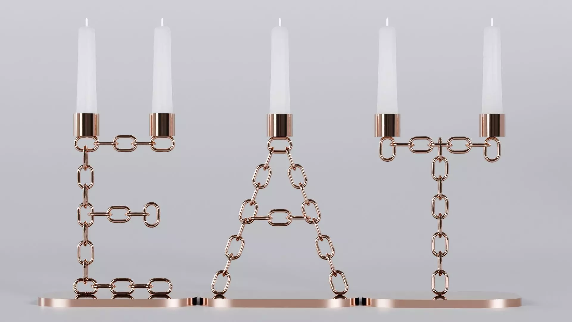 Rose Gold Eat Candleholder 3D Model Unwrapped UV Low-poly 3D model