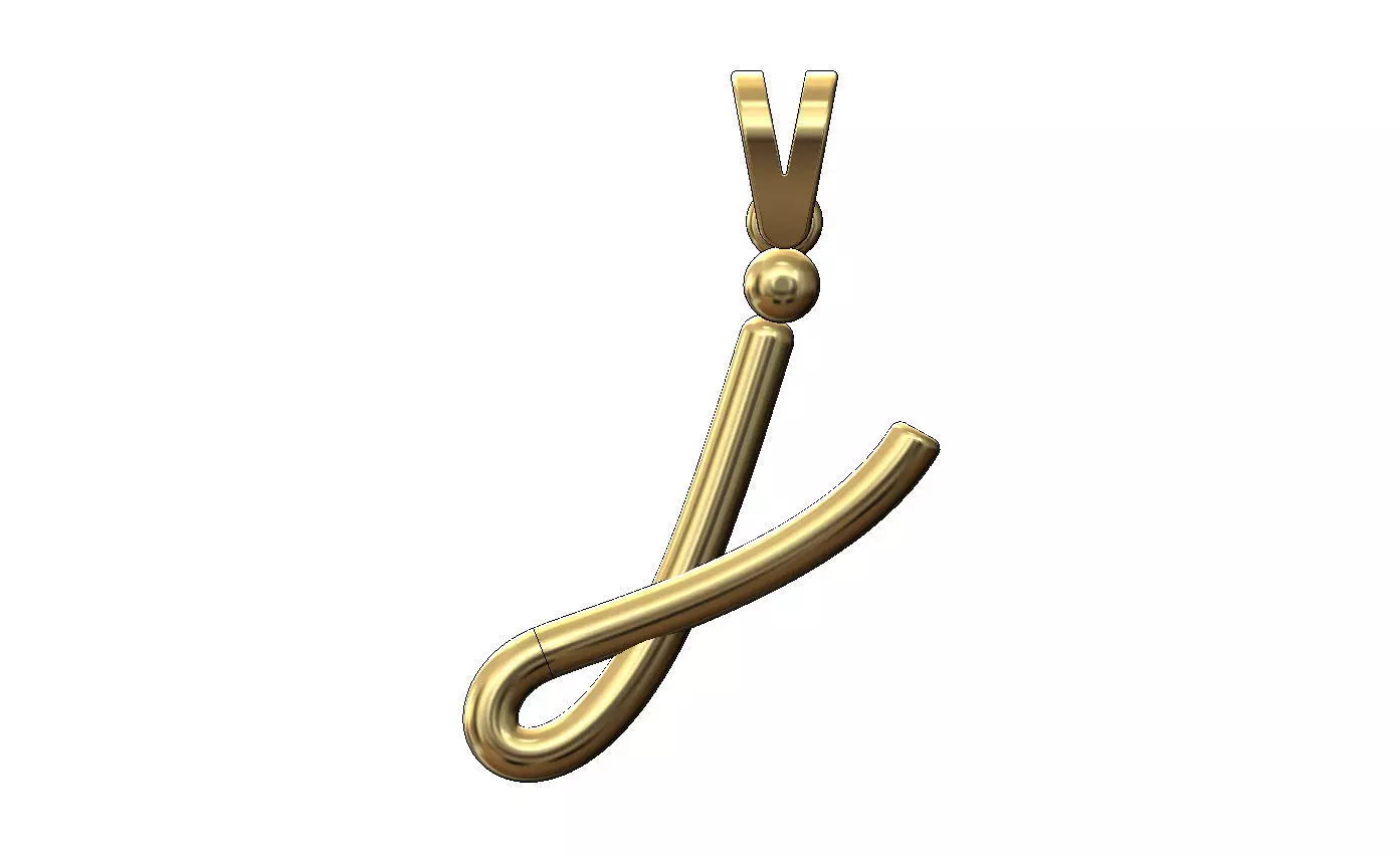 J letter initial 3d lowercase wire pendant charm bail 3D print model