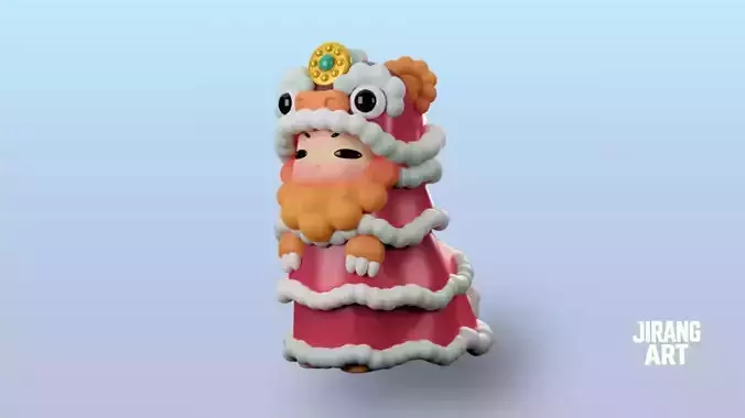 Lion Dance Boy - Chinese Lion Costume 3D Print STL Art toy