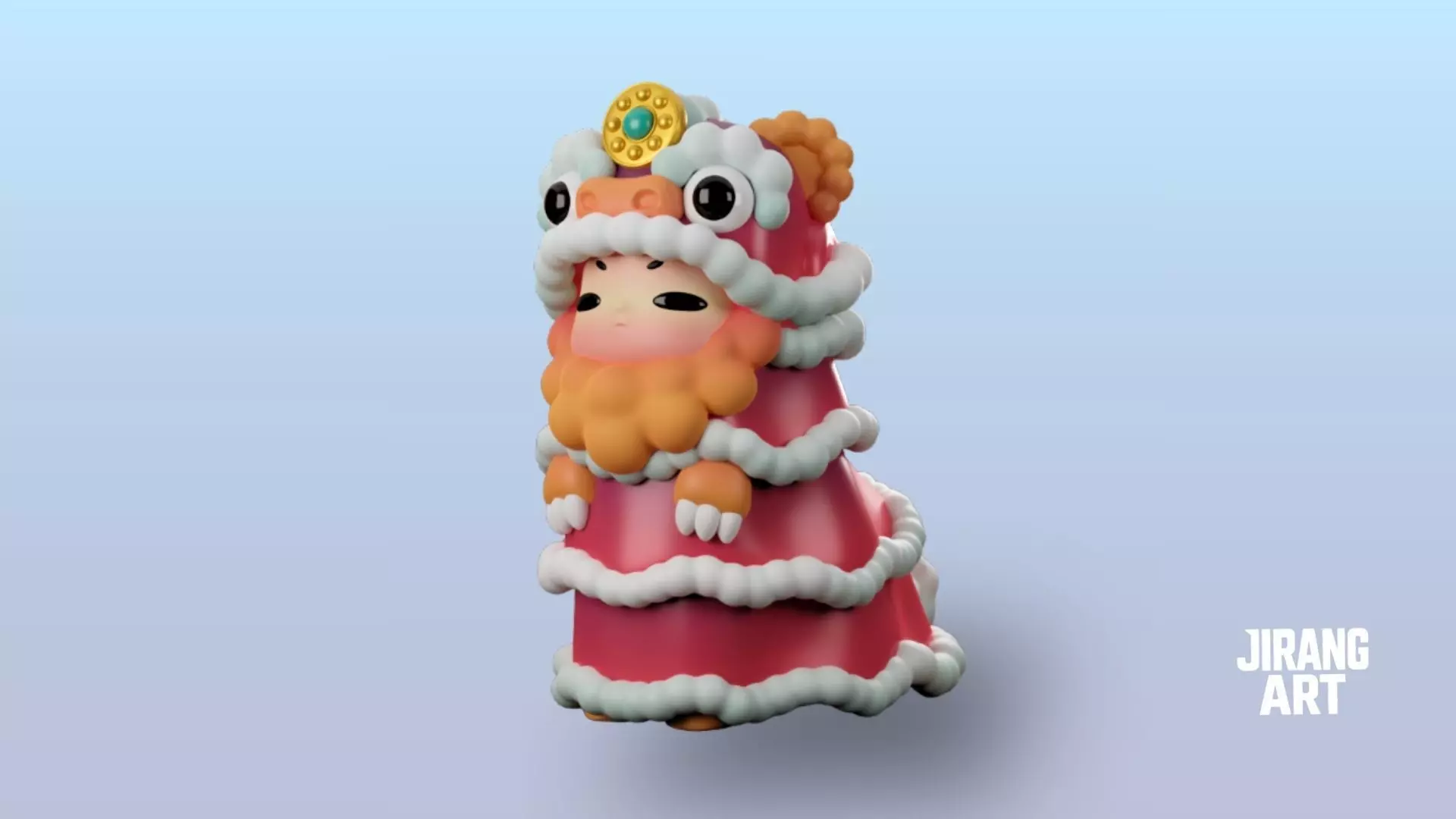 Lion Dance Boy - Chinese Lion Costume 3D Print STL Art toy 3D print model