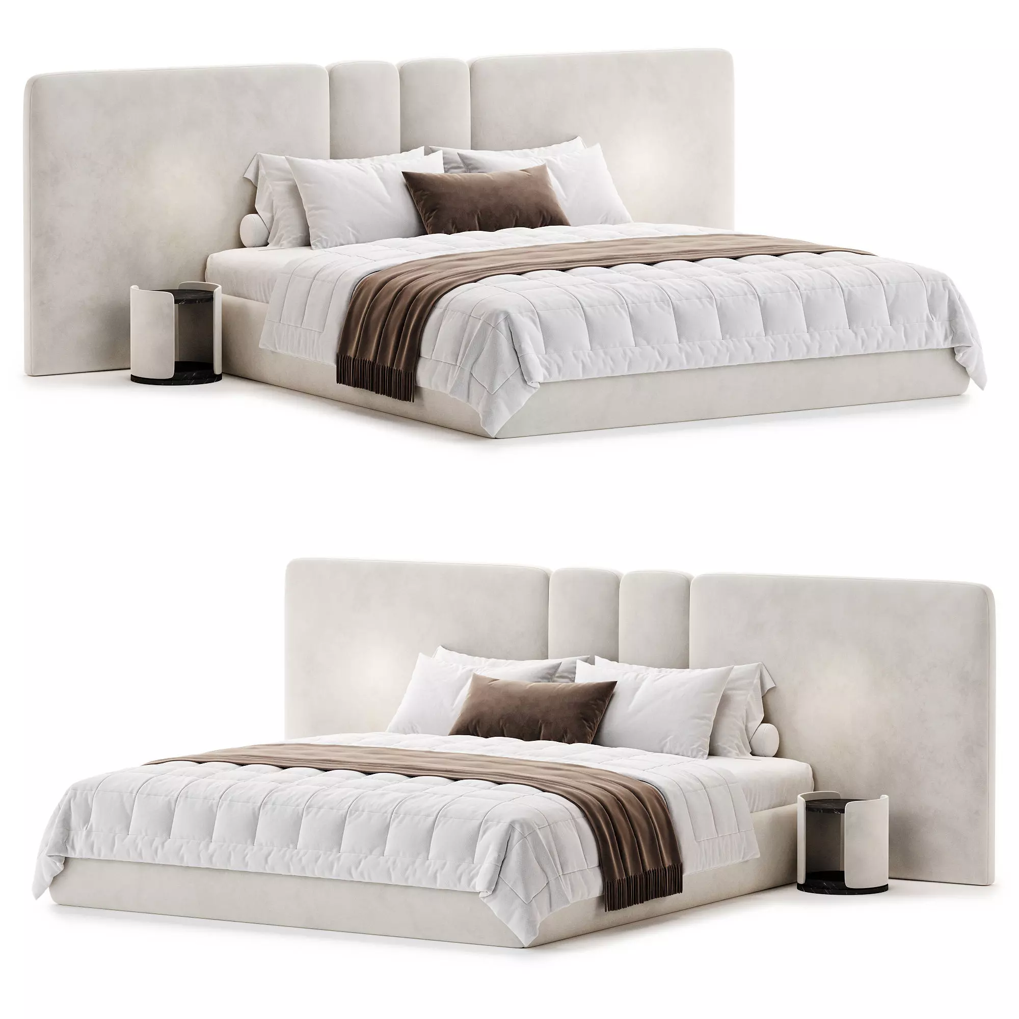 Double bed Ribeira Beige 3D model