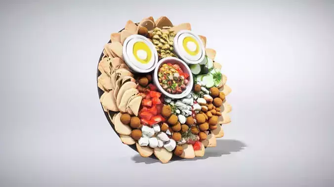 Colorful Mezze Platter Low-poly 3D model
