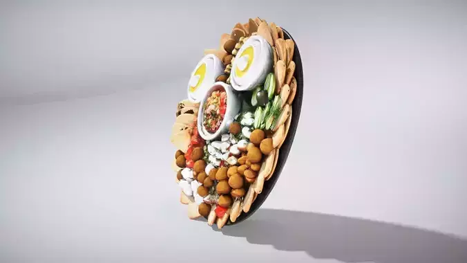 Colorful Mezze Platter Low-poly 3D model 2
