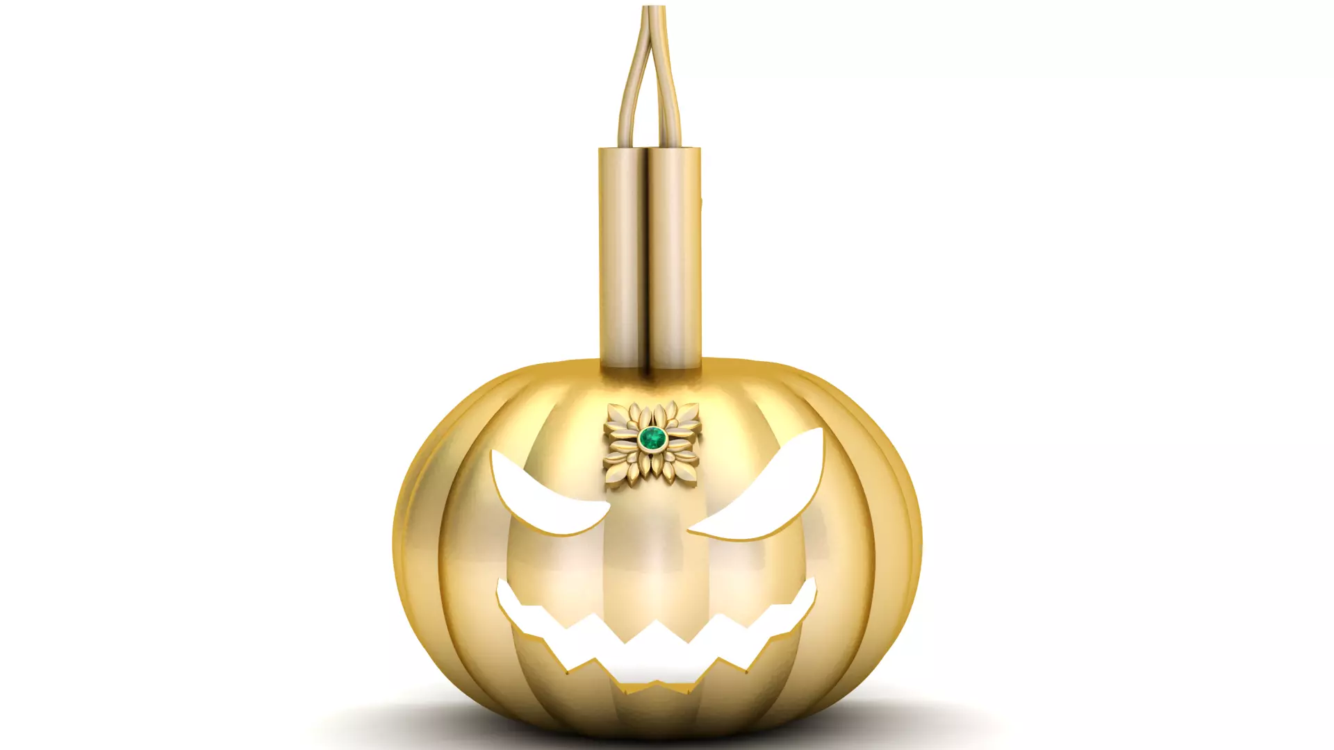 Evil Pumpkin Lantern Pendant with Gem Accent Luxury 3D print model