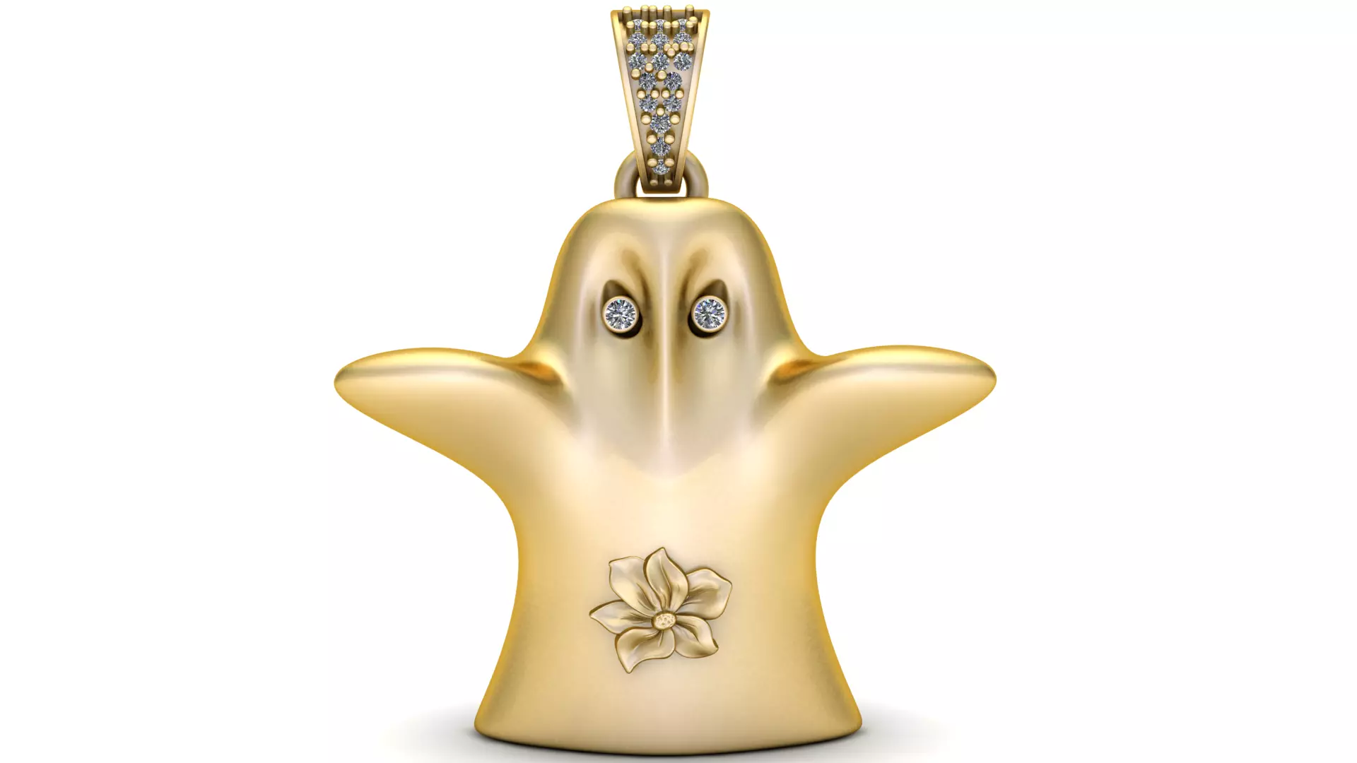Cute Ghost Pendant with Diamond Eyes 3D print model