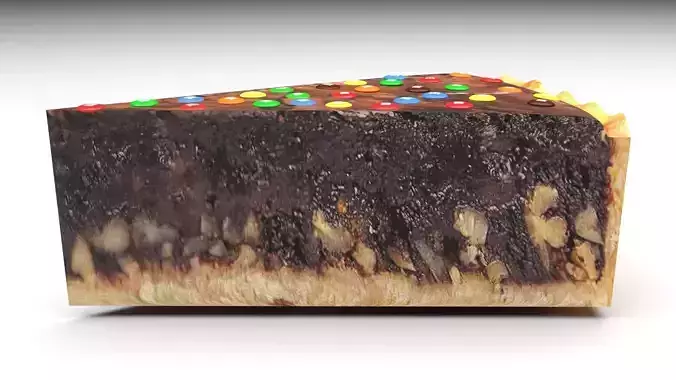 Brownie Pie With Candies 3D model 4