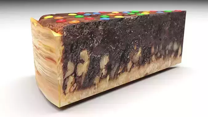 Brownie Pie With Candies 3D model 6