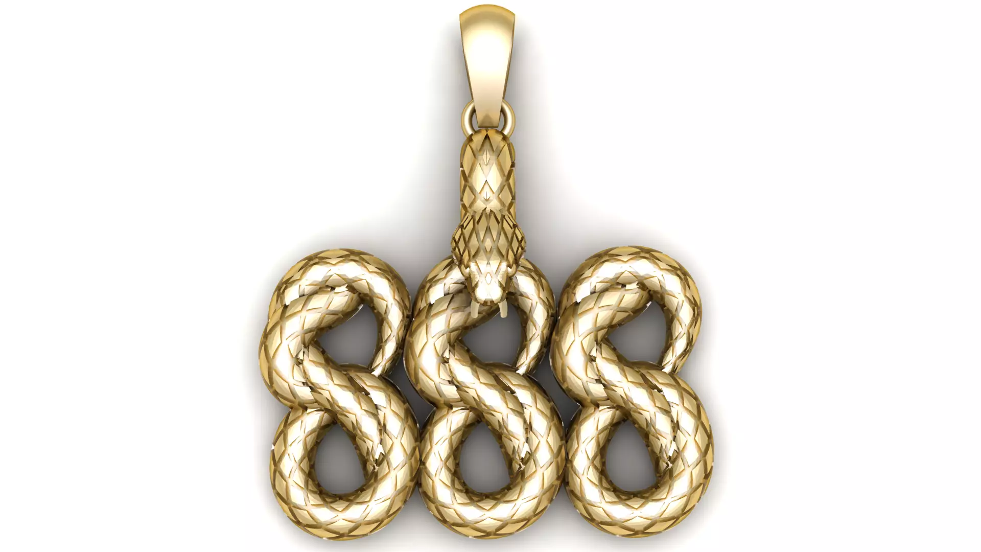 Triple Ouroboros Serpent Pendant 3D print model