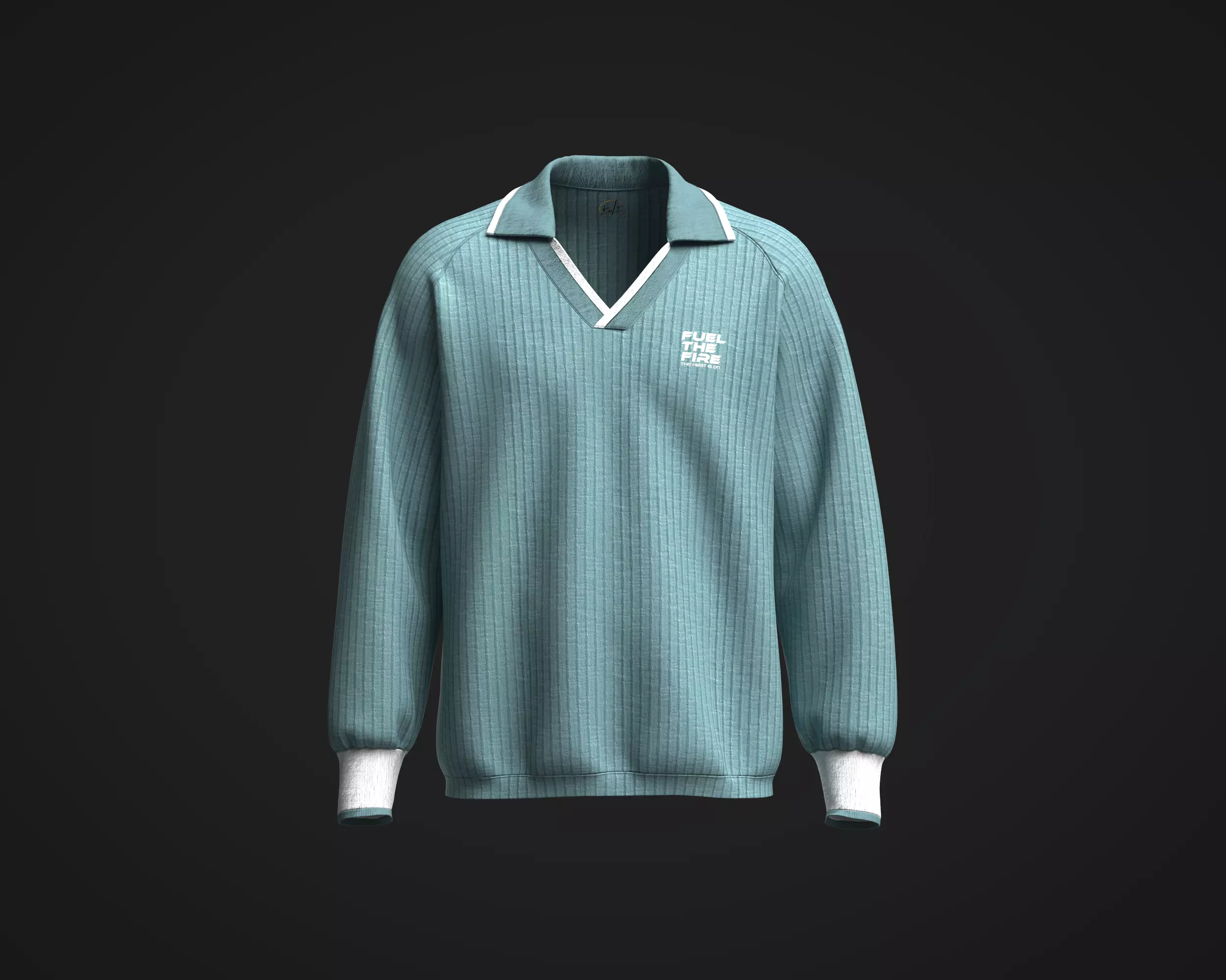 Mens sweater polo with johnny collar and graphic 3D model