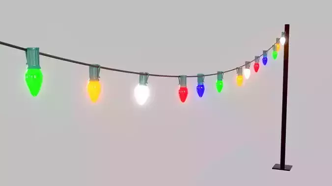 3D model Light string of colorful christmas lights VR / AR / low-poly ...