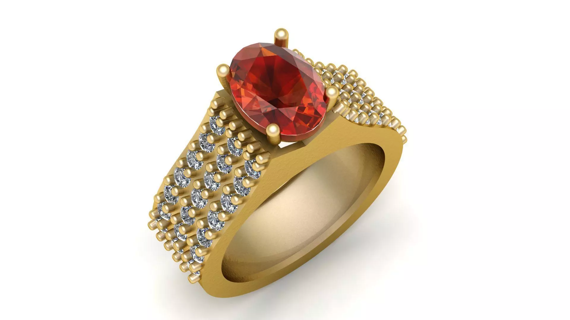 Luxury Ruby Diamond Pave Ring 3D print model