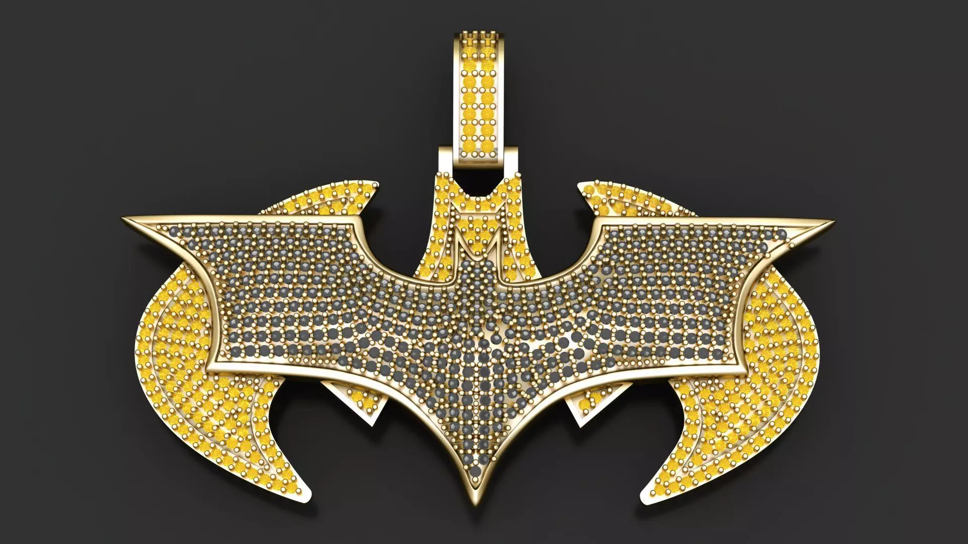 Iced Dual-Tone Batman Logo Pendant 3D print model
