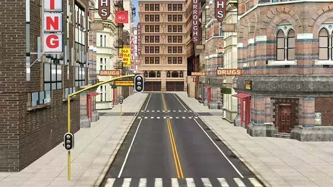 New York Modern City Town 3D Model Low-poly 3D model 2