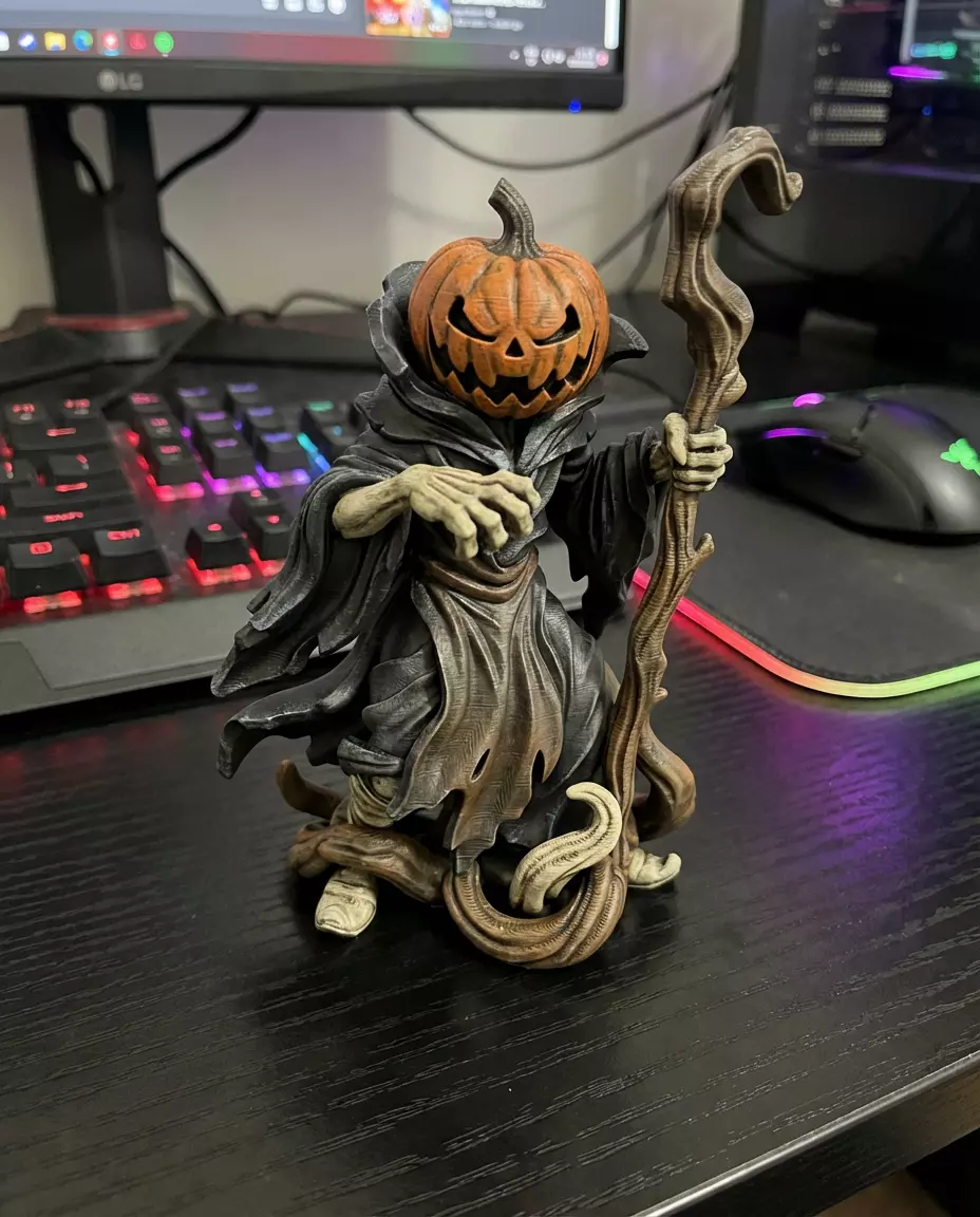 Pumpkin Head Reaper Halloween Horror Dark Fantasy Creature 3D print model