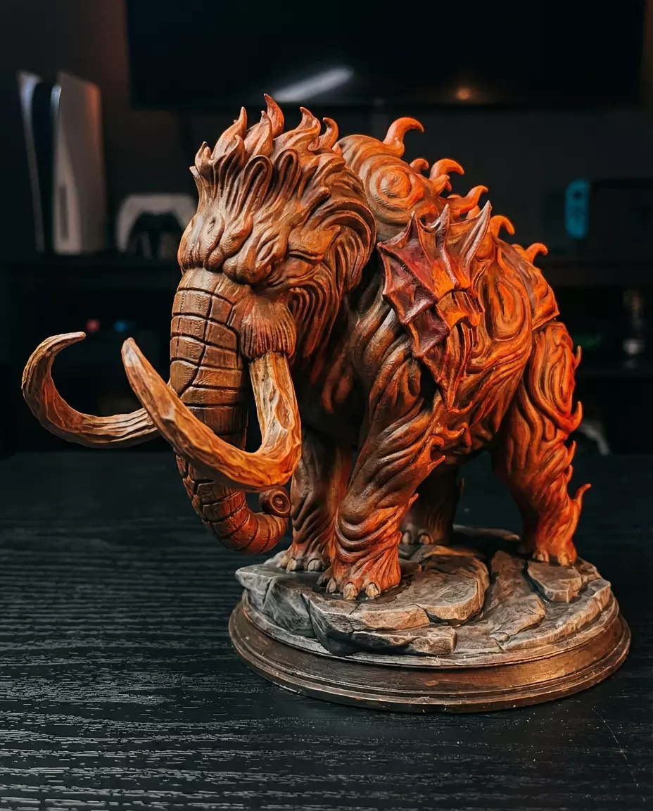 Magma Mammoth Behemoth - Fantasy Elemental Creature Free 3D print model