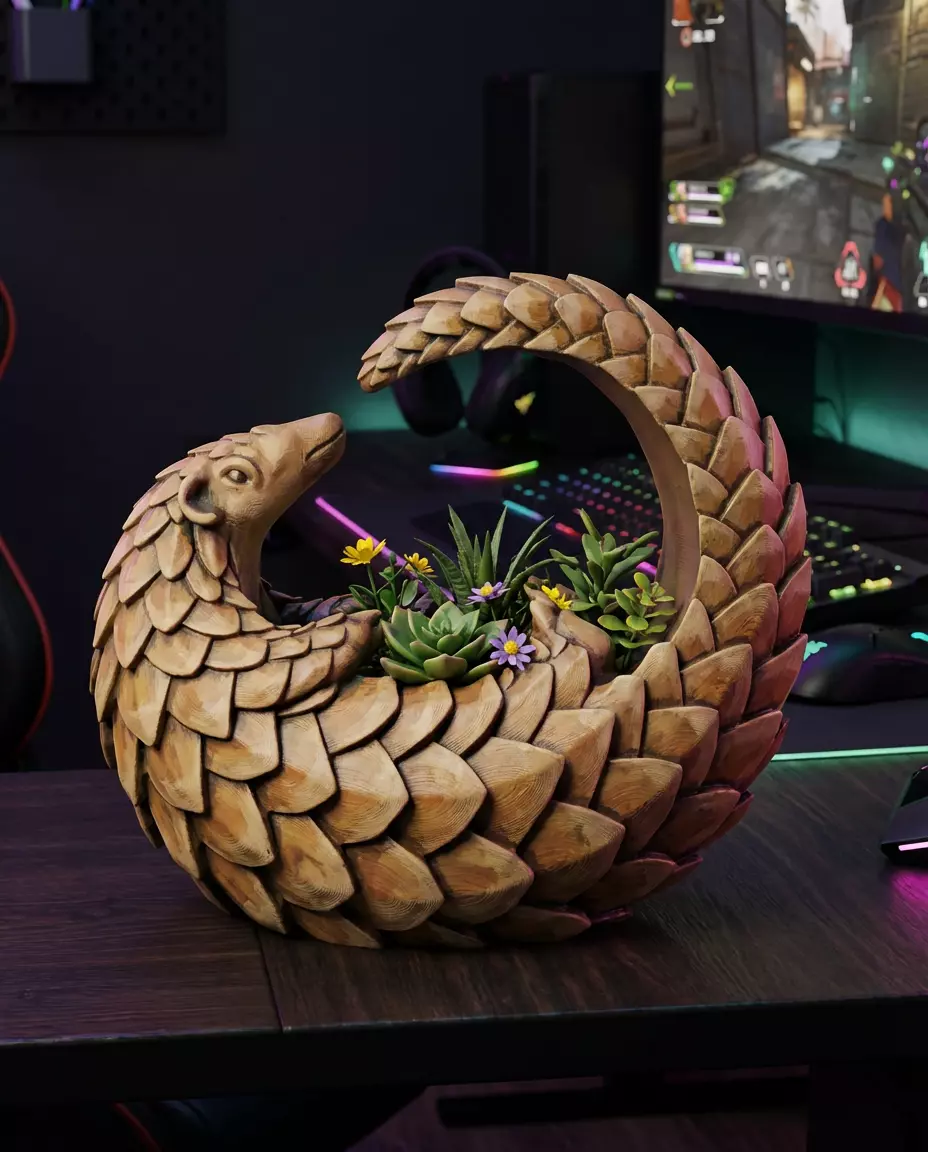 Pangolin Planter Pot - Succulent Animal Vase - Planter 3D print model