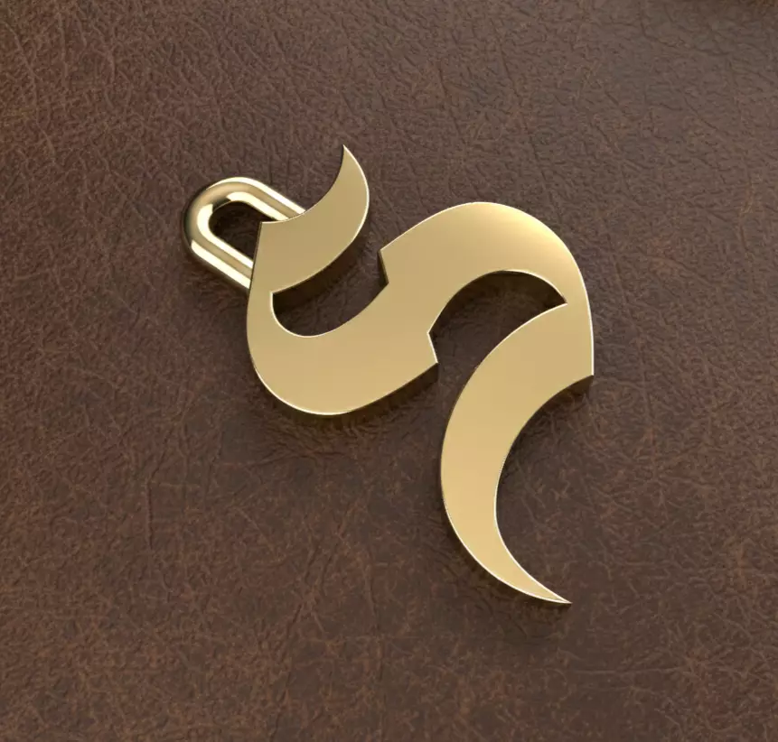 Gothic Letter S Pendant 3D print model