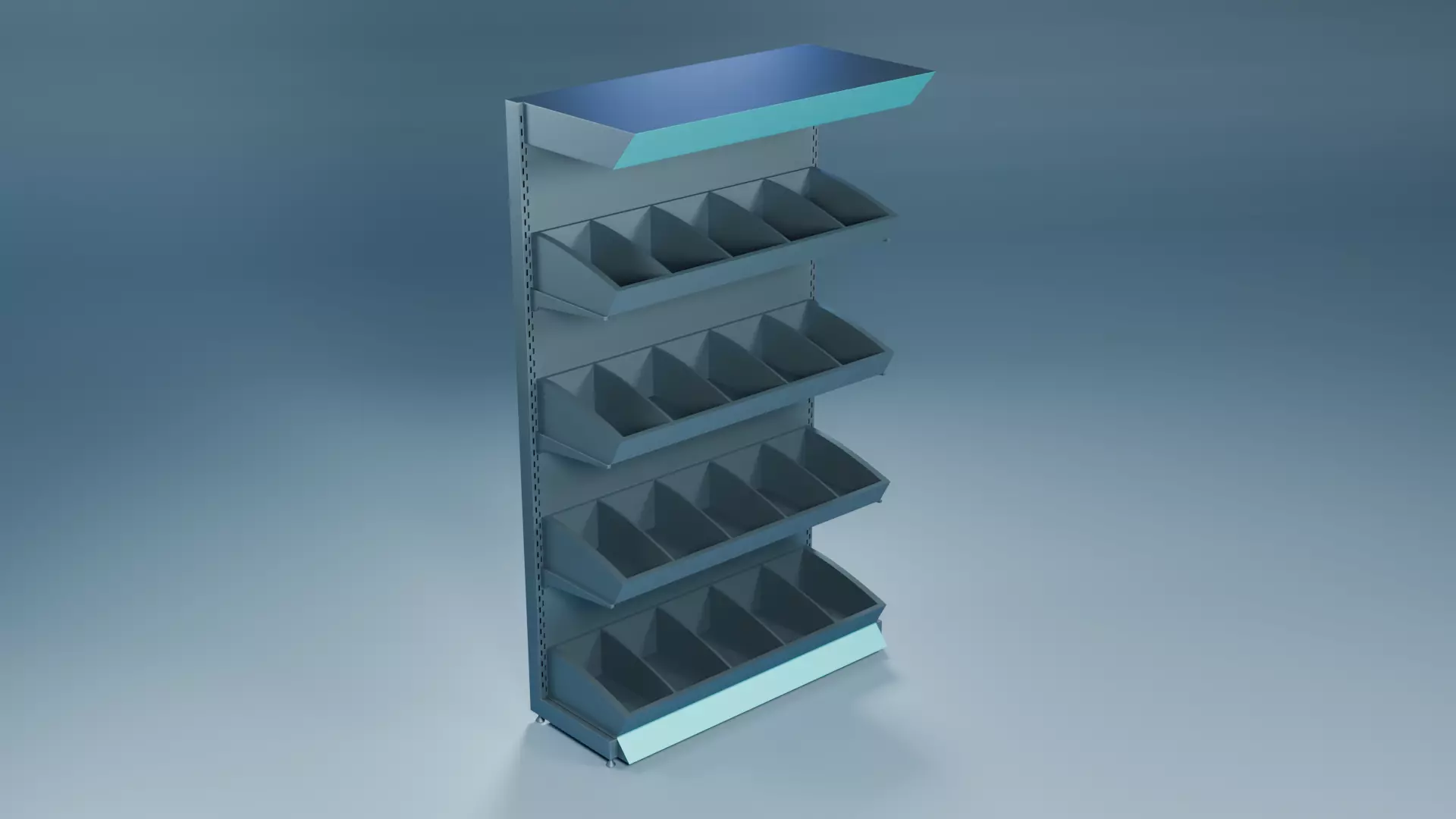Supermarket Display Shelf with Modular Trays Low-poly 3D model