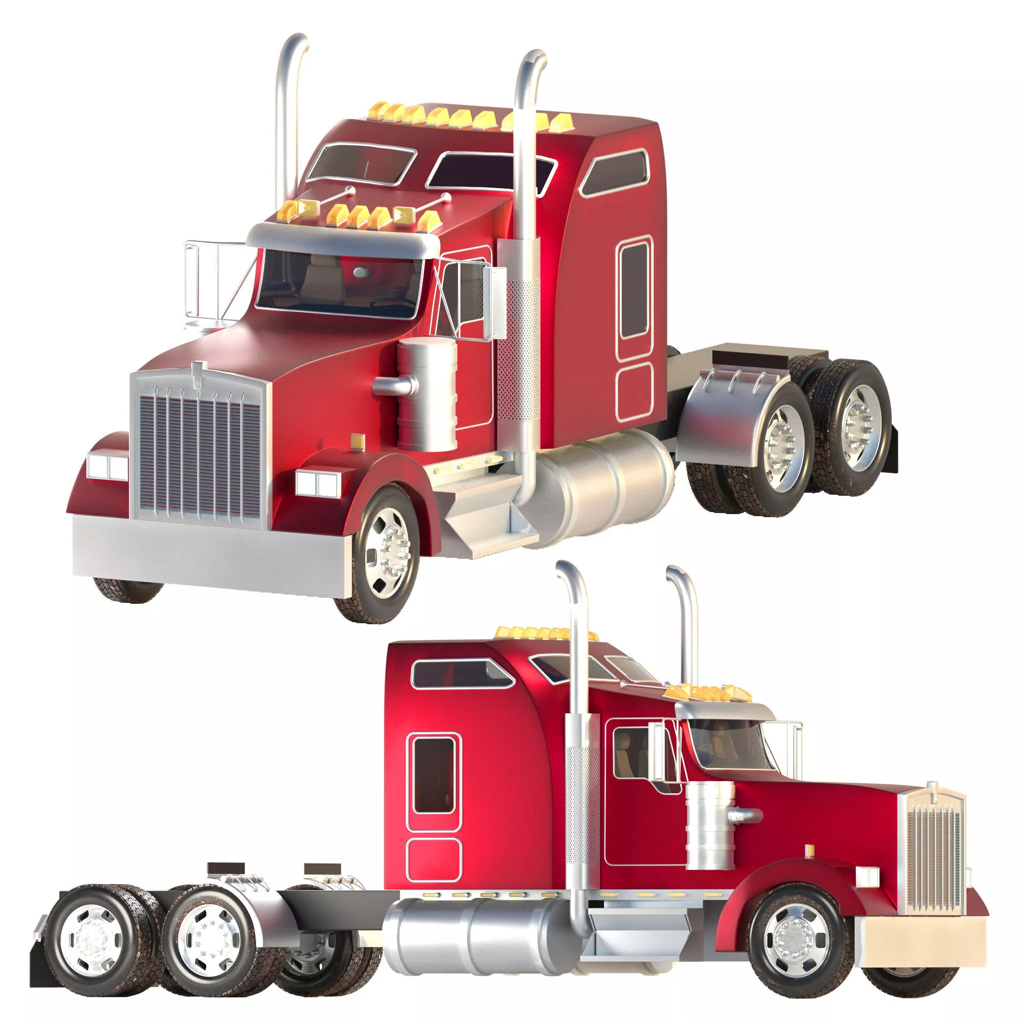 Kenworth W900 Low-poly 3D model