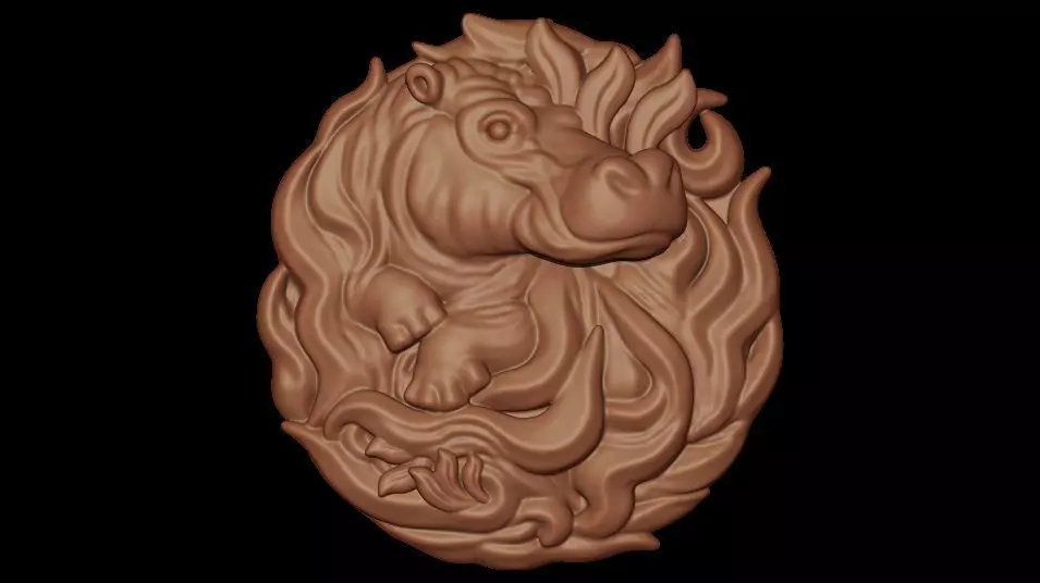 Hippo in the Bush pendant 3D print model