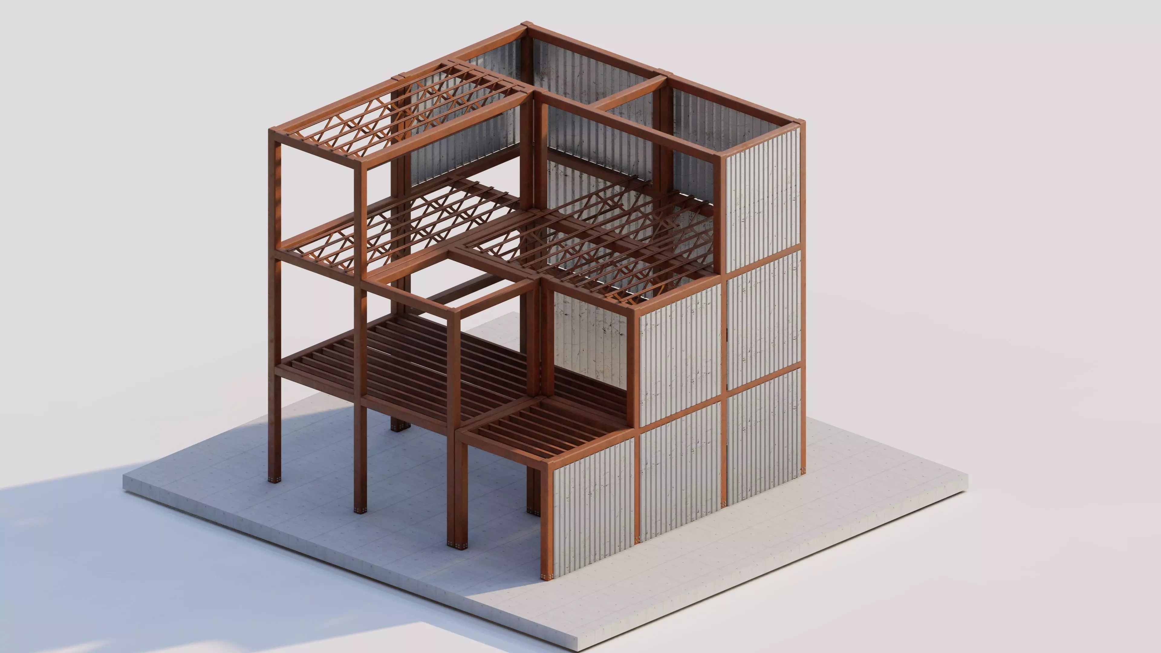 Structural engineering of Metal frame buildings 3D model