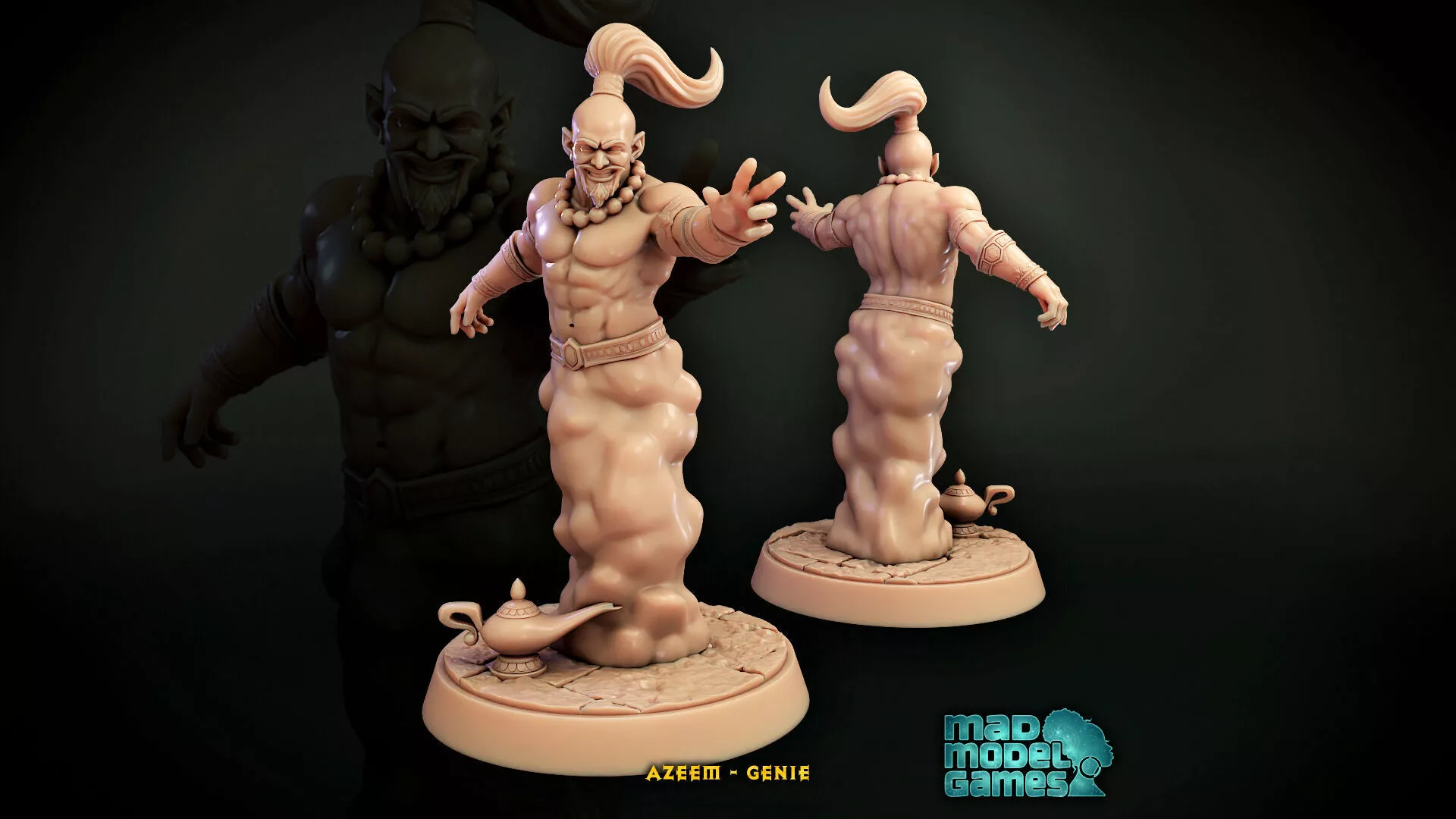 Azeem - Genie - DND character - NPC genie - fantasy miniature 3D print model