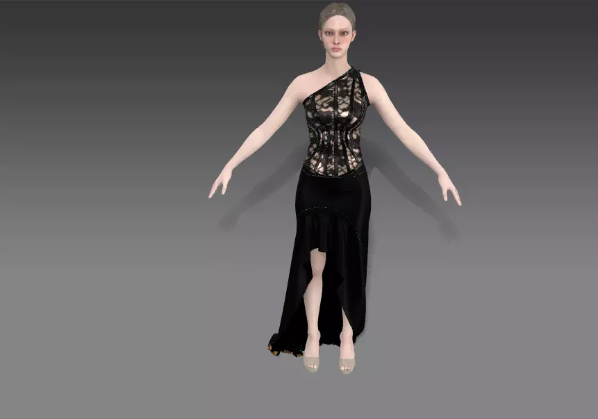 one shoulder corset dress new version Low-poly 3D model