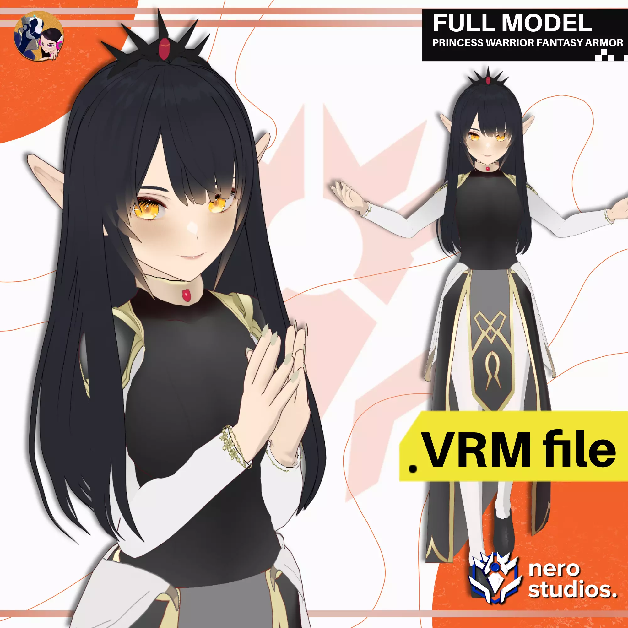 VRM PRINCESS WARRIOR FANTASY ARMOR DRESS SCIFI CUTE GIRL 3D model