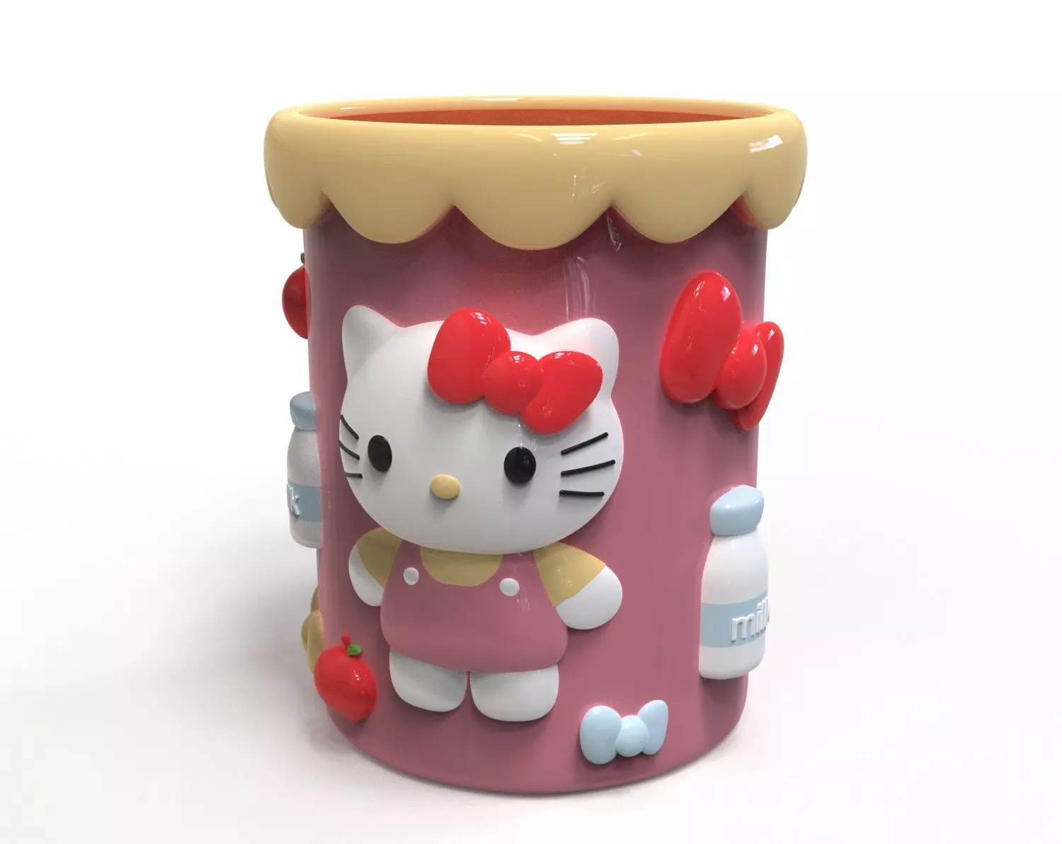 Cute Hello Kitty Cake Pencil Holder STL 3MF 3D print model