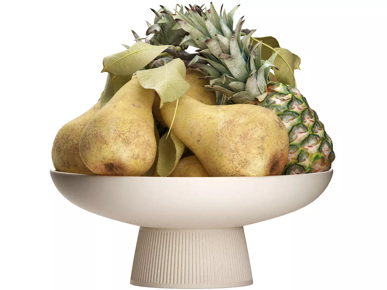 bowl of pear and pineapple fruit 3D model