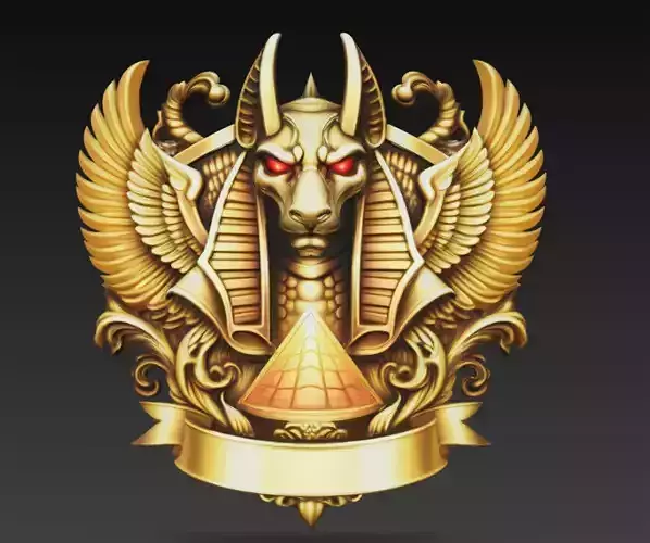 Golden Anubis Pyramid Crest Dark Fantasy Emblem Icon Sigil X