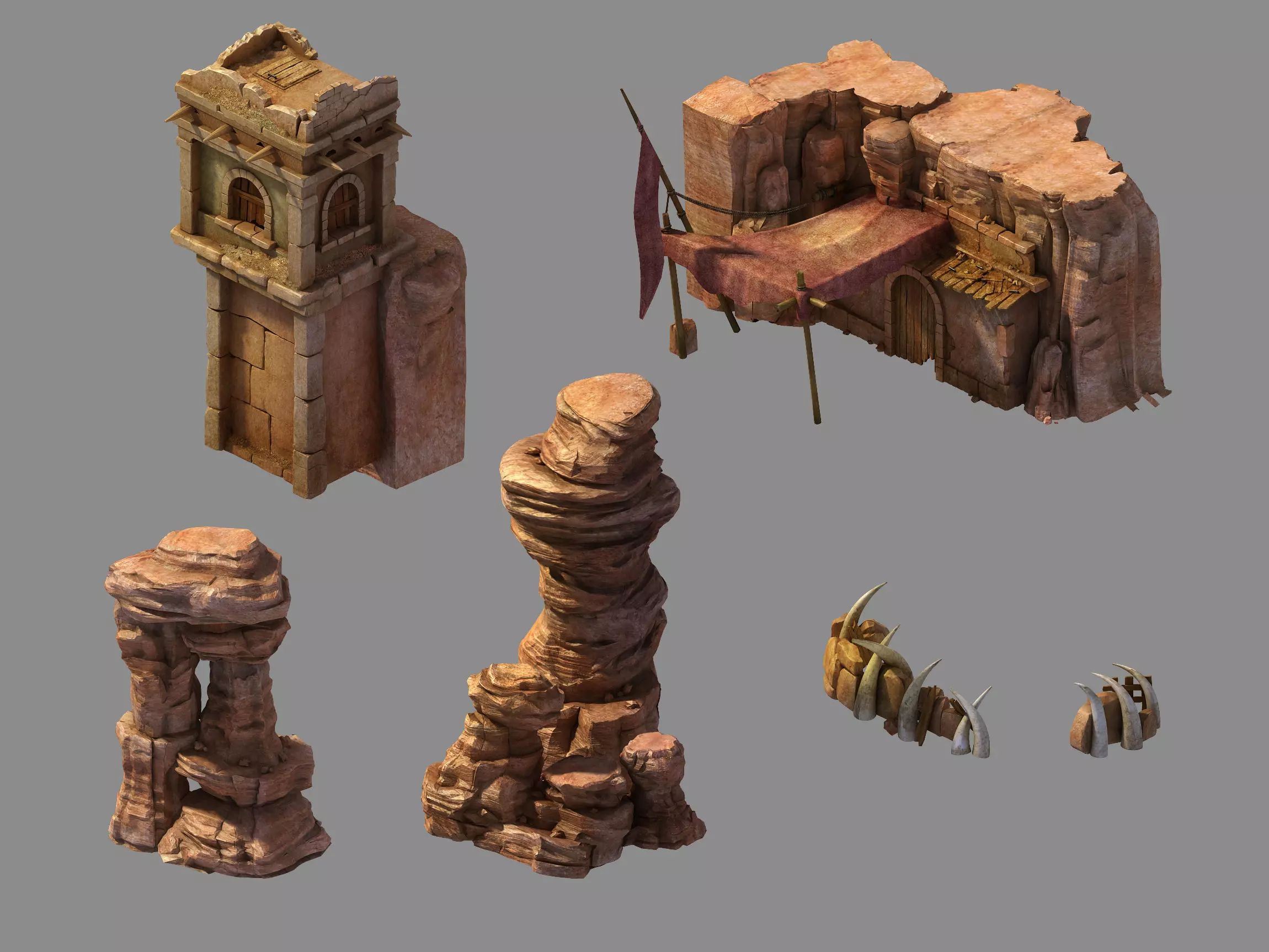 Blood Festival Canyon - Wind Stone Building 01 3D model