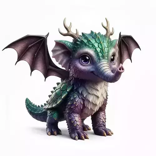 Ice Dragon Elephant Bat Wing Fantasy Creature